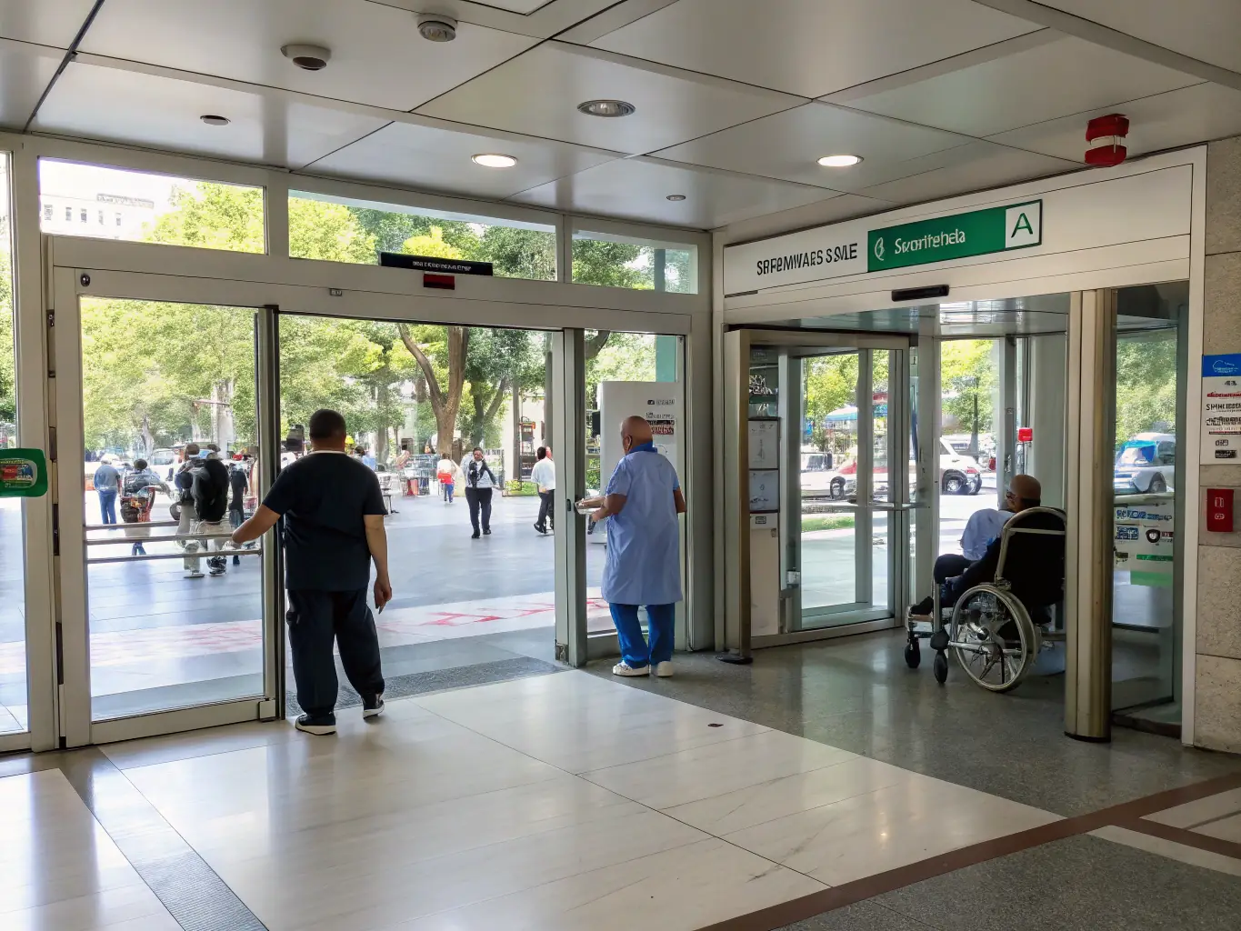 A healthcare facility with security personnel ensuring a safe and secure environment for patients and staff.